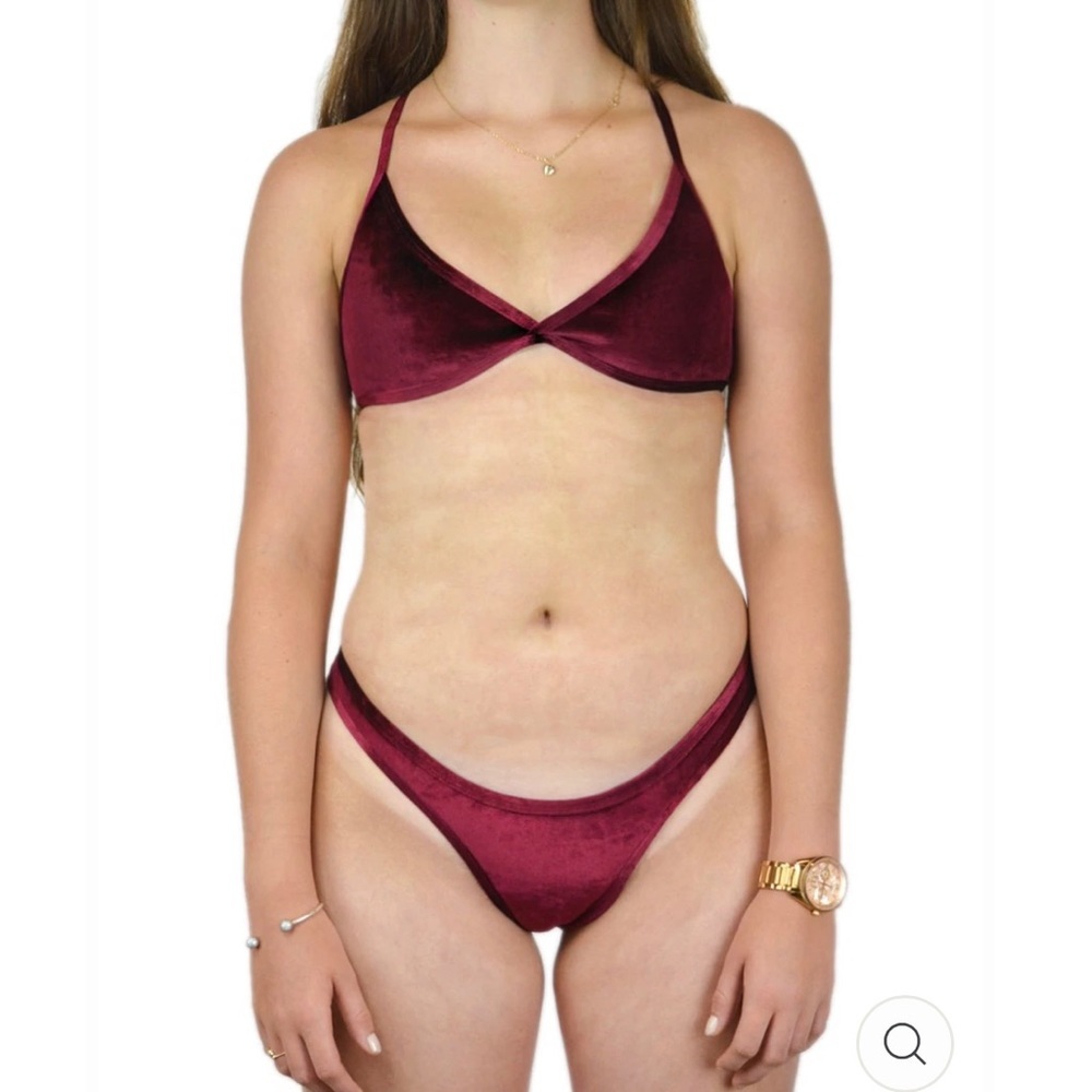 Hoaka Swimwear Val Wine Velvet Bikini Set